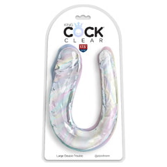 Двусторонний фаллоимитатор King Cock Clear, Double Trouble, прозрачный