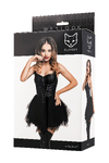 Платье Glossy Elisia с пышной юбкой из материала Wetlook, черное, M